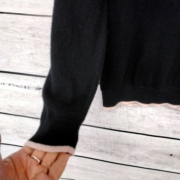 ELLE Sweater Black Eiffel Tower Soft Knit Long Sleeve Sz L Y2K Retro Whimsy - Picture 9 of 10